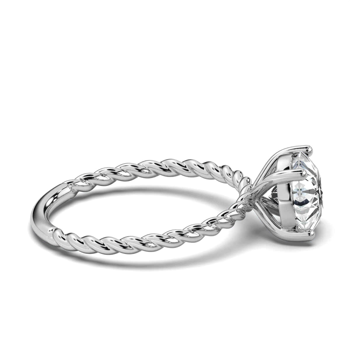 14K White Gold Lynn Braided Solitaire Ring 