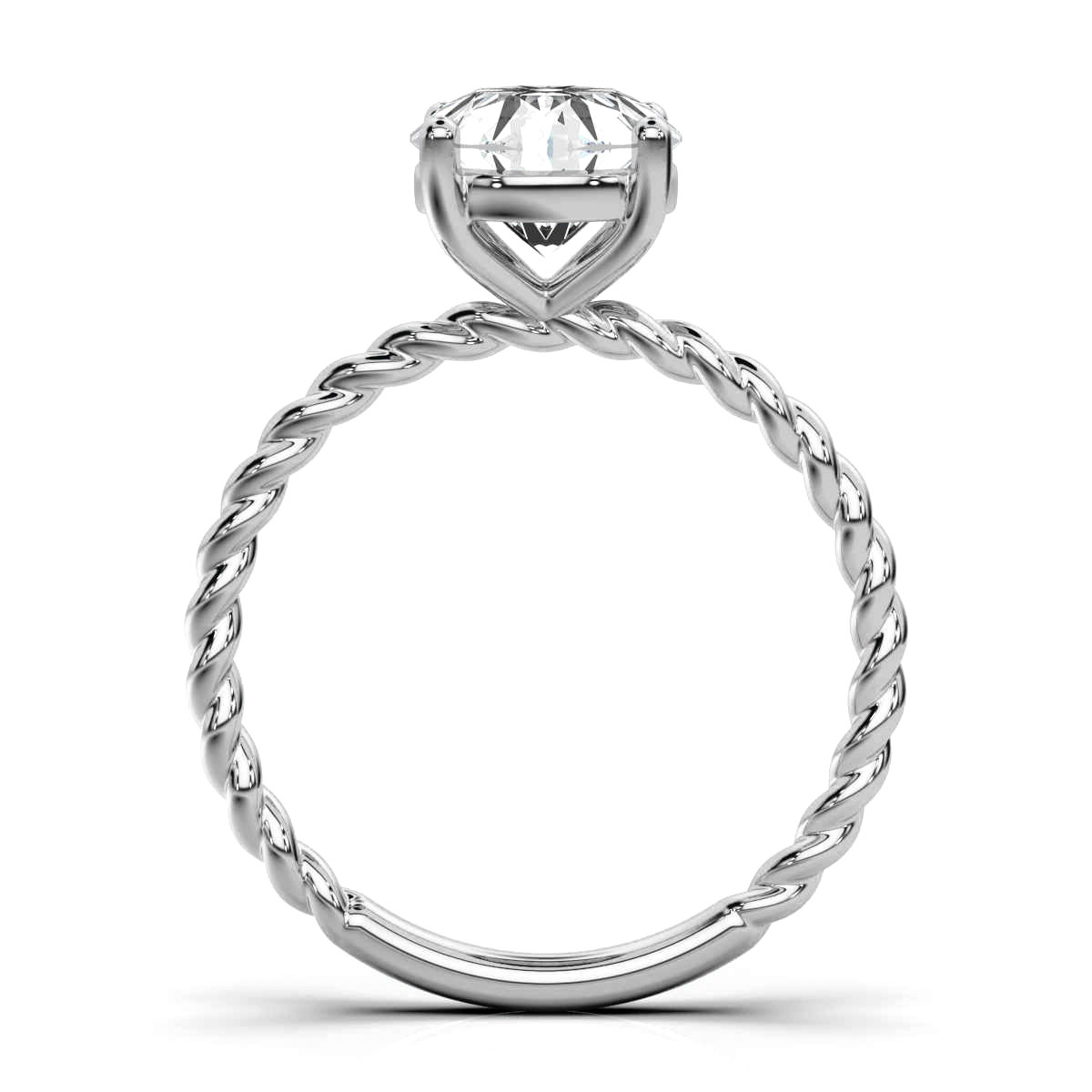 14K White Gold Lynn Braided Solitaire Ring 