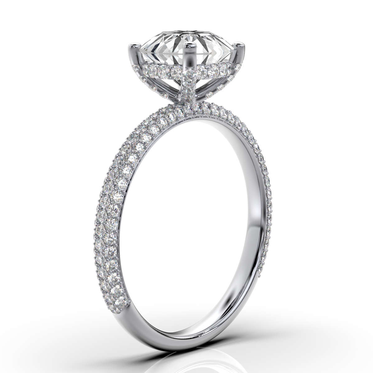 14K White Gold Lily Hidden Halo Lab Grown Diamond Ring (3/4 ct. tw)