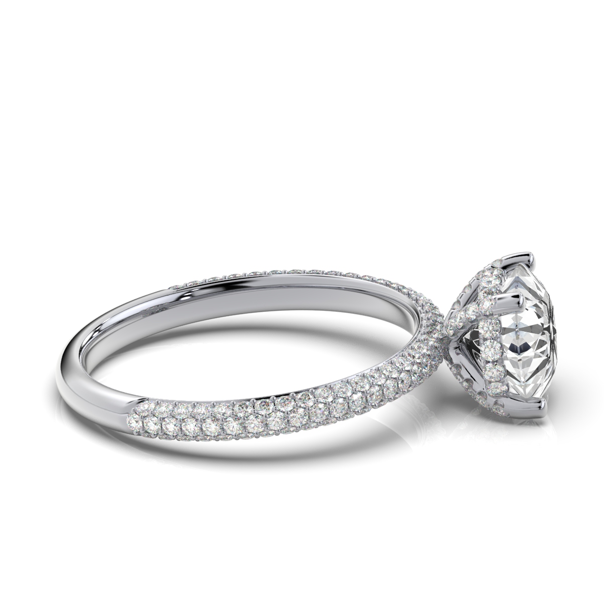 14K White Gold Lily Hidden Halo Lab Grown Diamond Ring (3/4 ct. tw)
