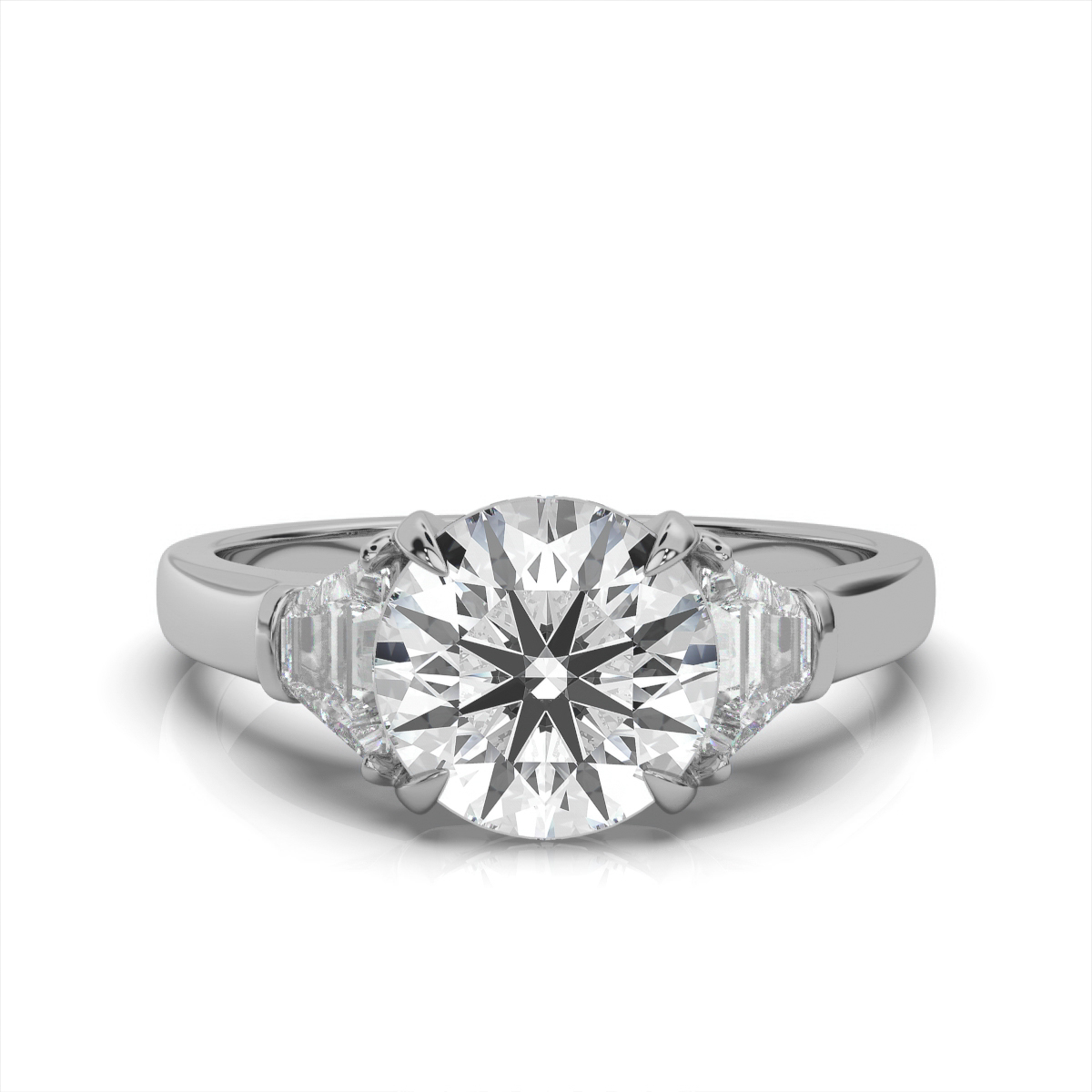 14K White Gold Liya Three Stone Trapezoid Lab Grown Diamond Ring (1/2 ct. tw)