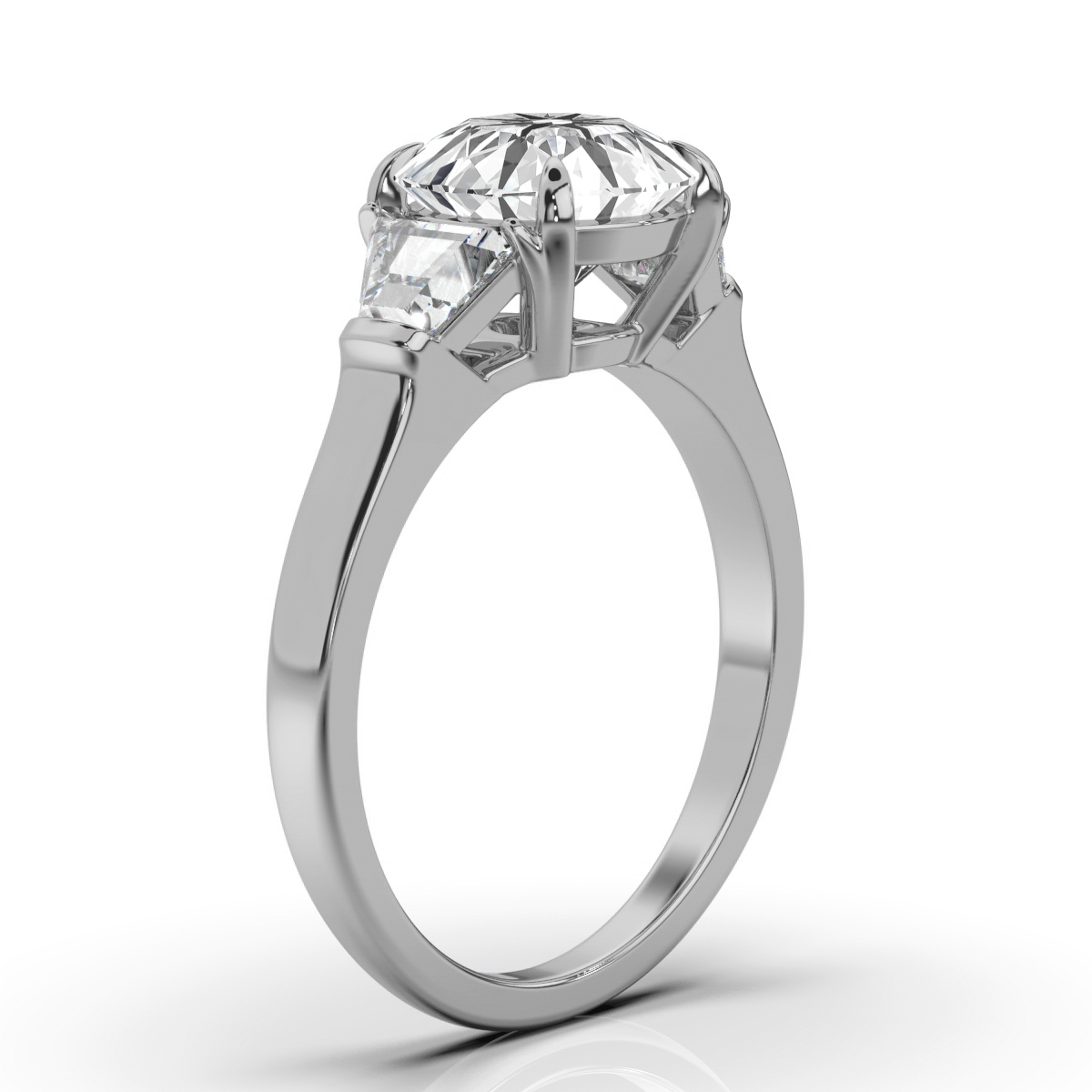 14K White Gold Liya Three Stone Trapezoid Lab Grown Diamond Ring (1/2 ct. tw)