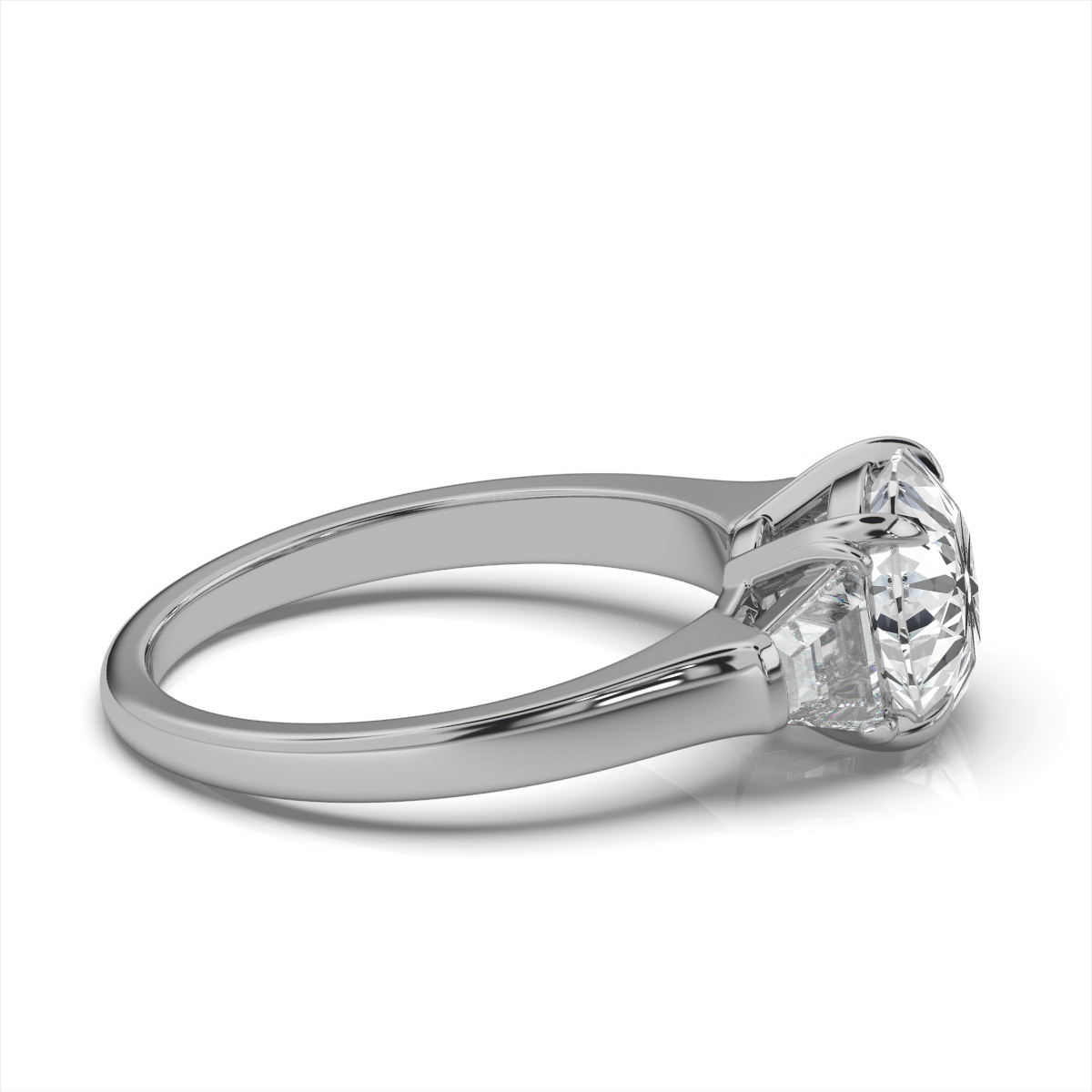14K White Gold Liya Three Stone Trapezoid Lab Grown Diamond Ring (1/2 ct. tw)