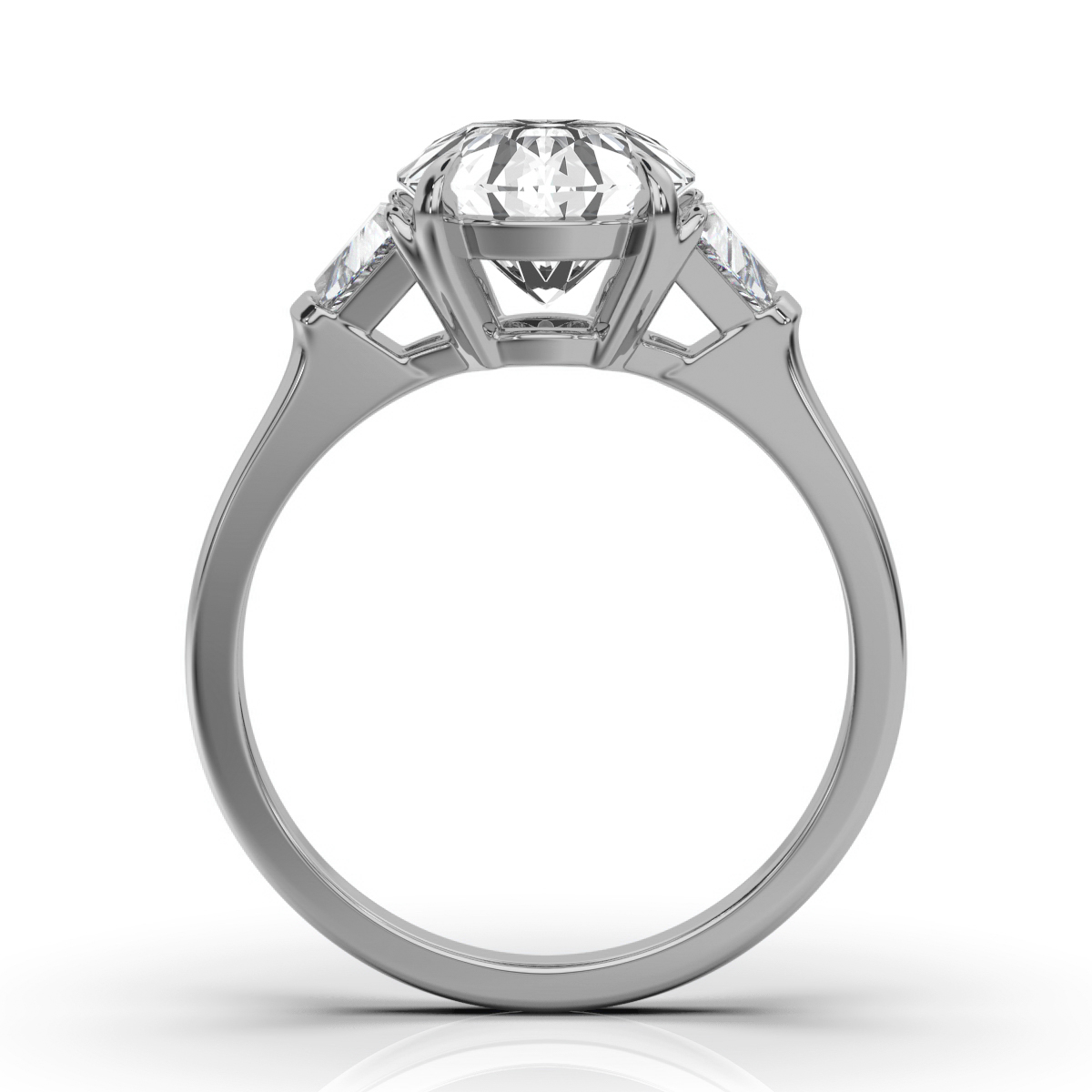 14K White Gold Liya Three Stone Trapezoid Lab Grown Diamond Ring (1/2 ct. tw)