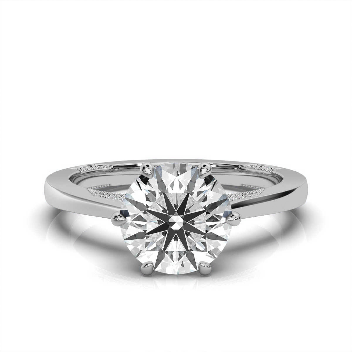 14K White Gold Shavit Hidden Accent Lab Grown Diamond Ring (1/20 ct. tw)