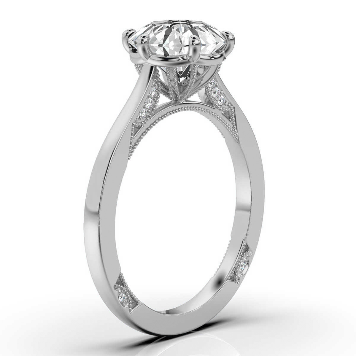 14K White Gold Shavit Hidden Accent Lab Grown Diamond Ring (1/20 ct. tw)