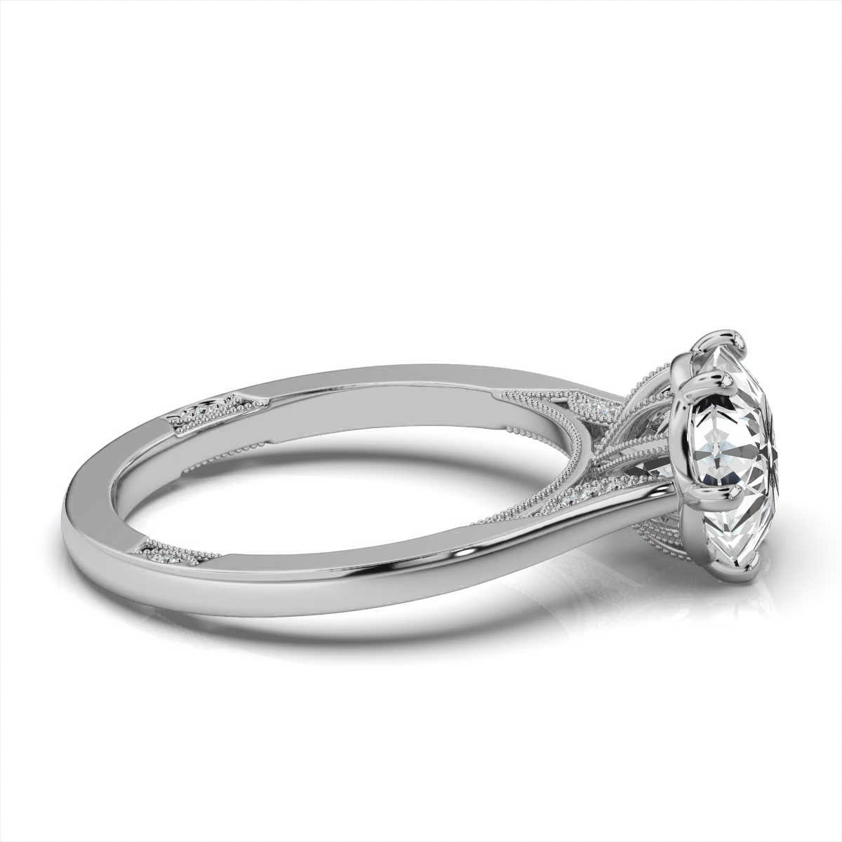 14K White Gold Shavit Hidden Accent Lab Grown Diamond Ring (1/20 ct. tw)