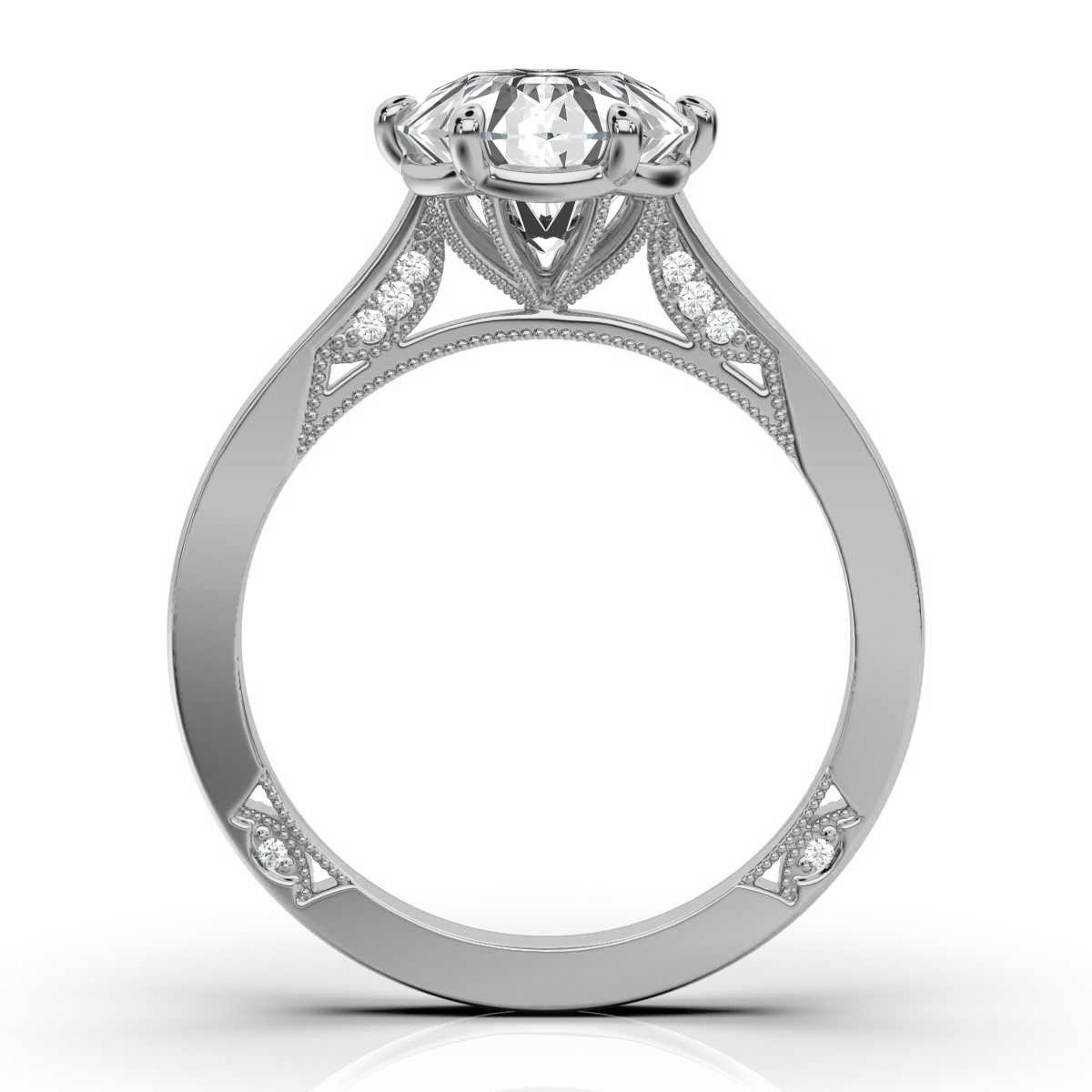 14K White Gold Shavit Hidden Accent Lab Grown Diamond Ring (1/20 ct. tw)
