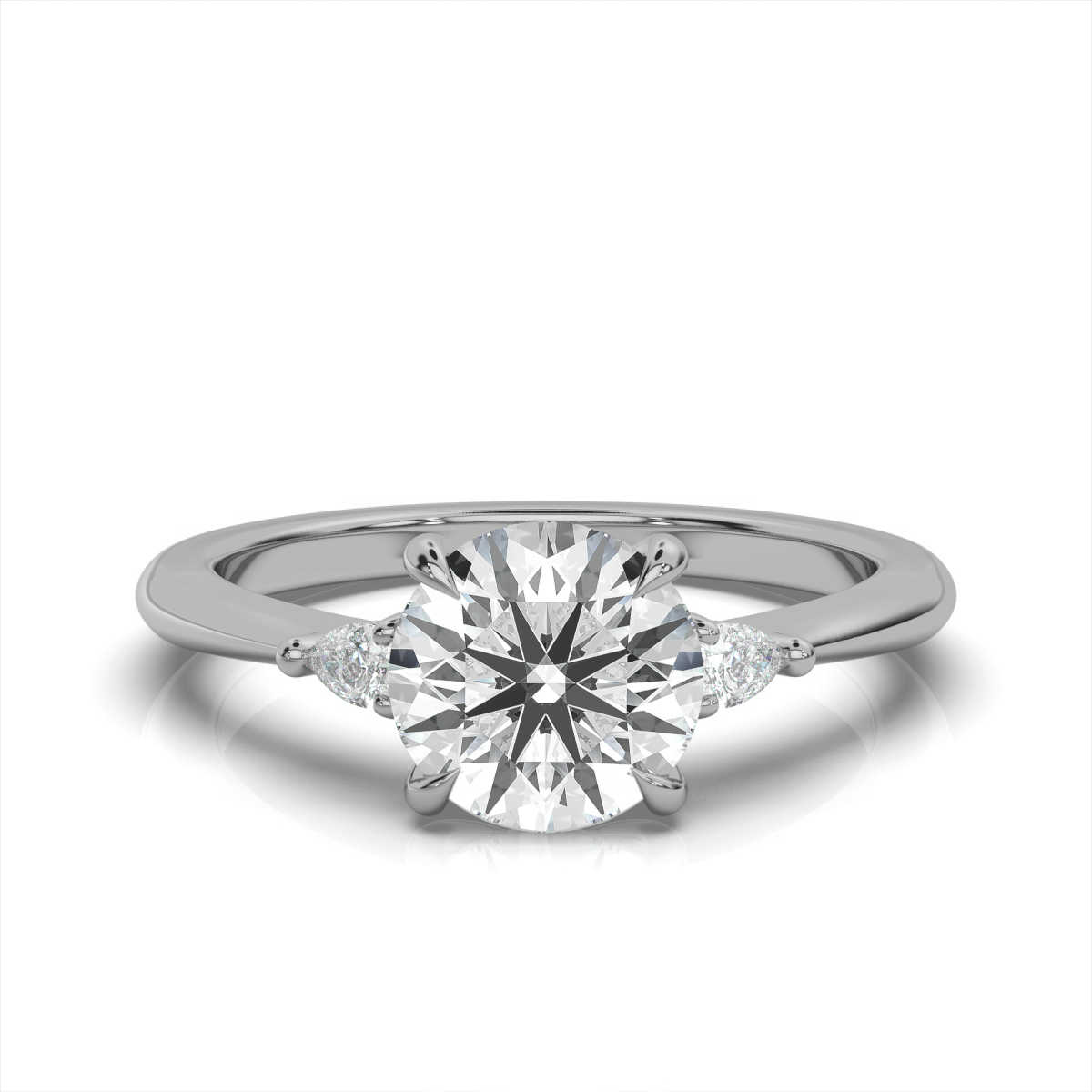 14K White Gold Carey Three Stone Pear Lab Grown Diamond Ring (1/5 ct. tw)