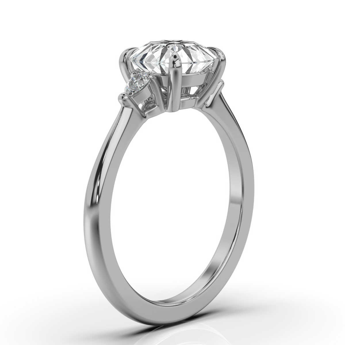 14K White Gold Carey Three Stone Pear Lab Grown Diamond Ring (1/5 ct. tw)