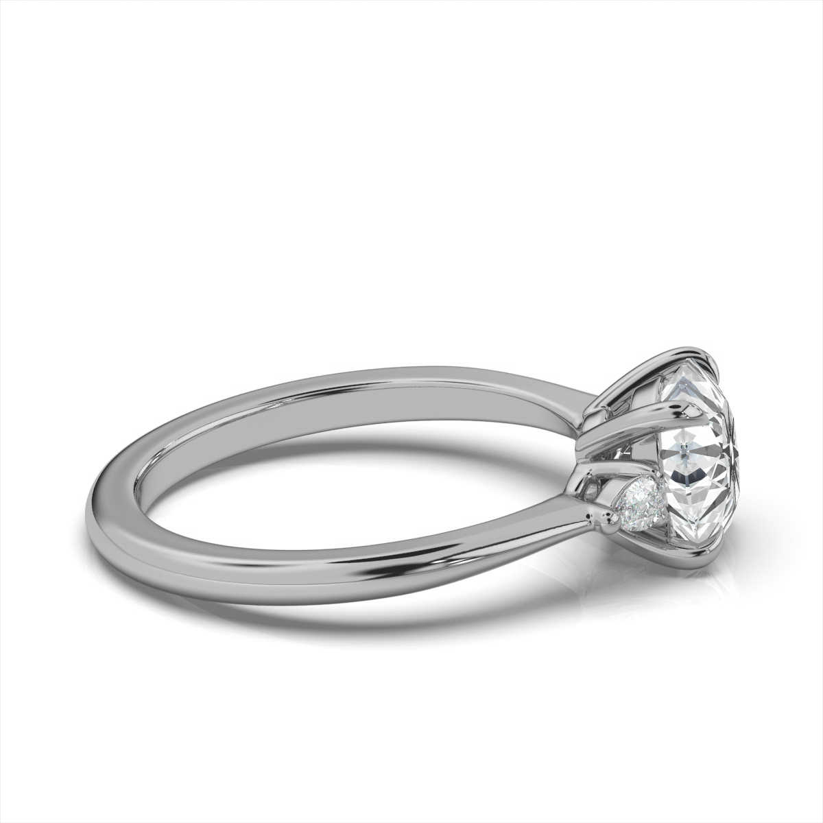 14K White Gold Carey Three Stone Pear Lab Grown Diamond Ring (1/5 ct. tw)