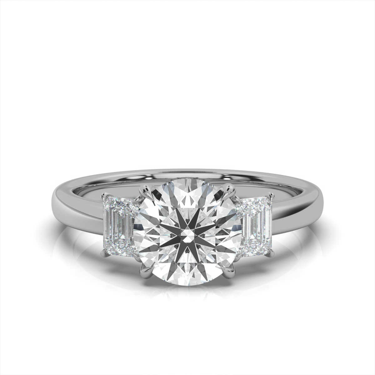 14K White Gold Angela Three Stone Emerald Lab Grown Diamond Ring (2/5 ct. tw)