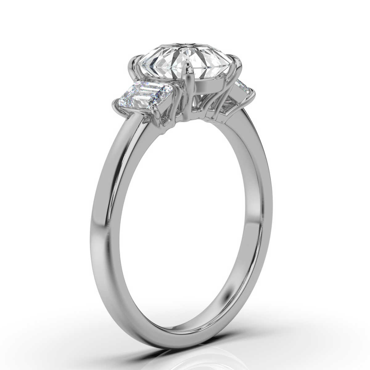 14K White Gold Angela Three Stone Emerald Lab Grown Diamond Ring (2/5 ct. tw)