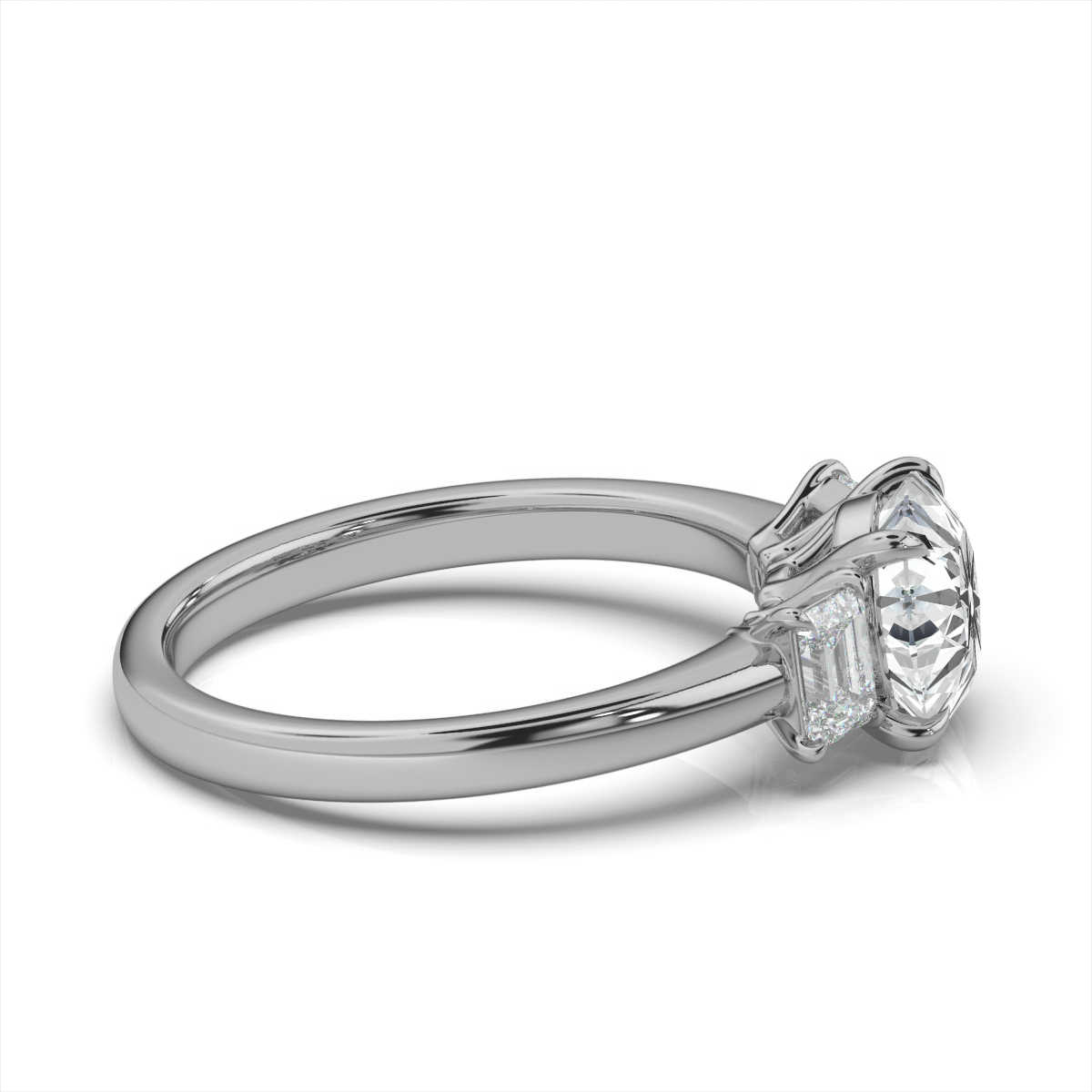14K White Gold Angela Three Stone Emerald Lab Grown Diamond Ring (2/5 ct. tw)
