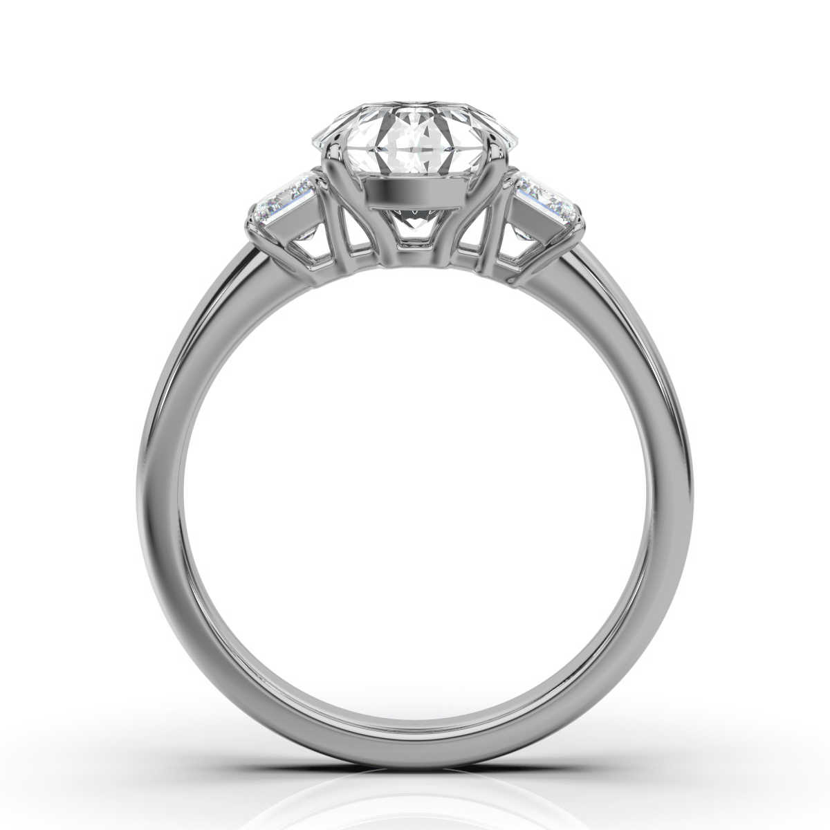 14K White Gold Angela Three Stone Emerald Lab Grown Diamond Ring (2/5 ct. tw)