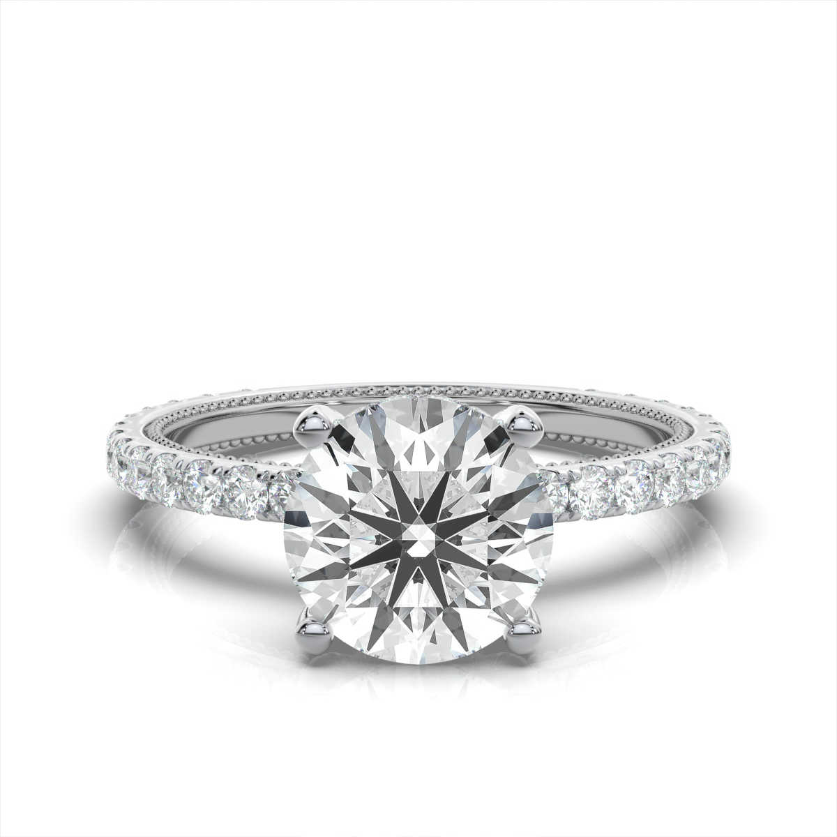 14K White Gold Angella Hidden Halo Milgrain Lab Grown Diamond Ring (2/3 ct. tw)