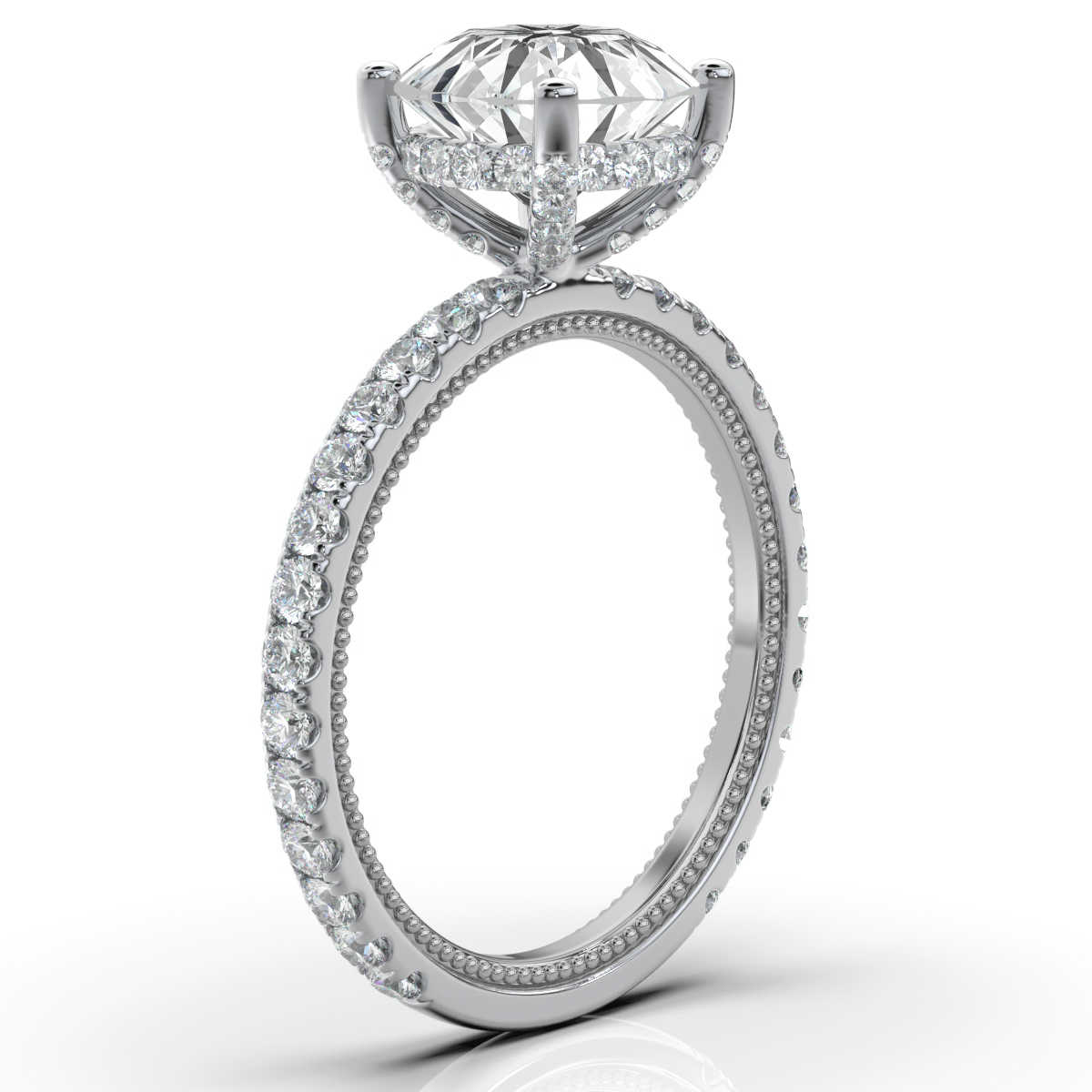 14K White Gold Angella Hidden Halo Milgrain Lab Grown Diamond Ring (2/3 ct. tw)