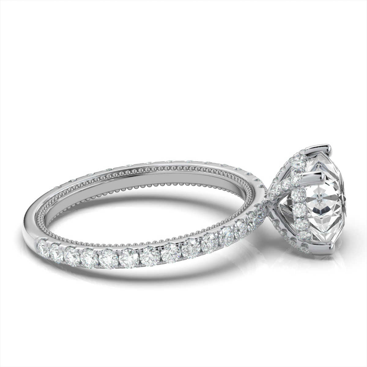 14K White Gold Angella Hidden Halo Milgrain Lab Grown Diamond Ring (2/3 ct. tw)
