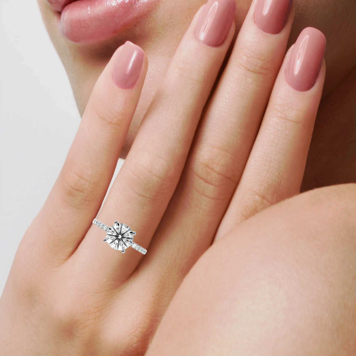 14K White Gold Angella Hidden Halo Milgrain Lab Grown Diamond Ring (2/3 ct. tw)