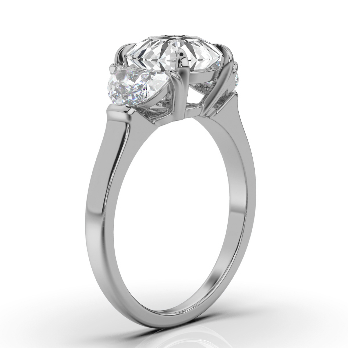 14K White Gold Maxine Three Stone Half-Moon Lab Grown Diamond Ring (1.00 ct. tw)
