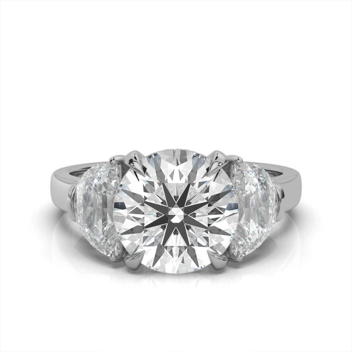 14K White Gold Joyce Three Stone Half-Moon Lab Grown Diamond Ring (1 1/2 ct. tw)