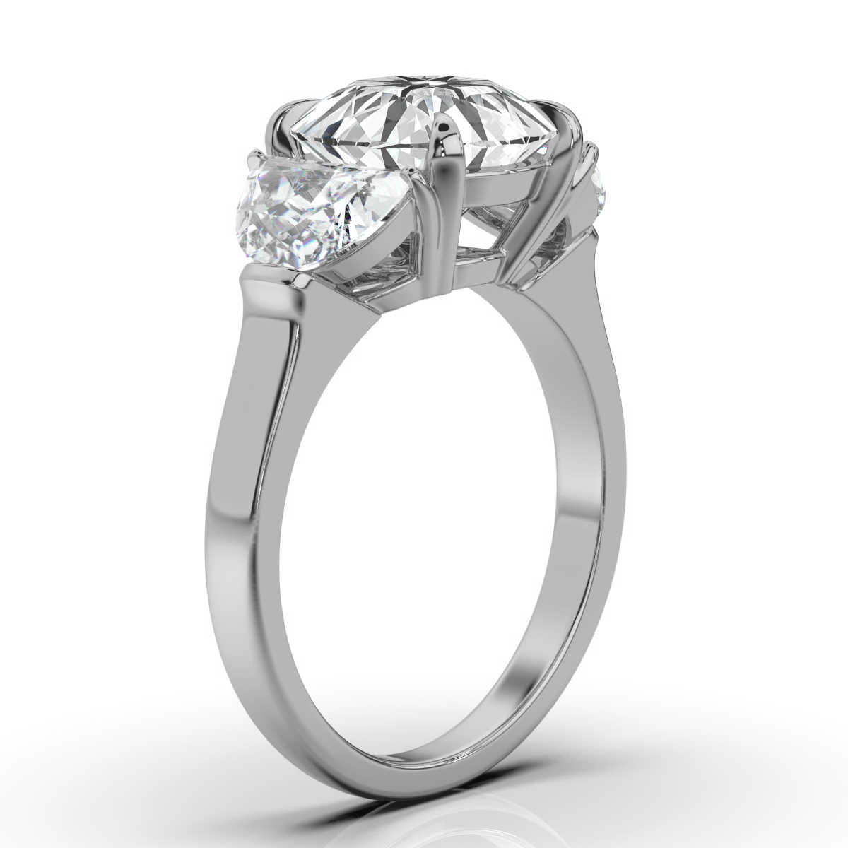 14K White Gold Joyce Three Stone Half-Moon Lab Grown Diamond Ring (1 1/2 ct. tw)