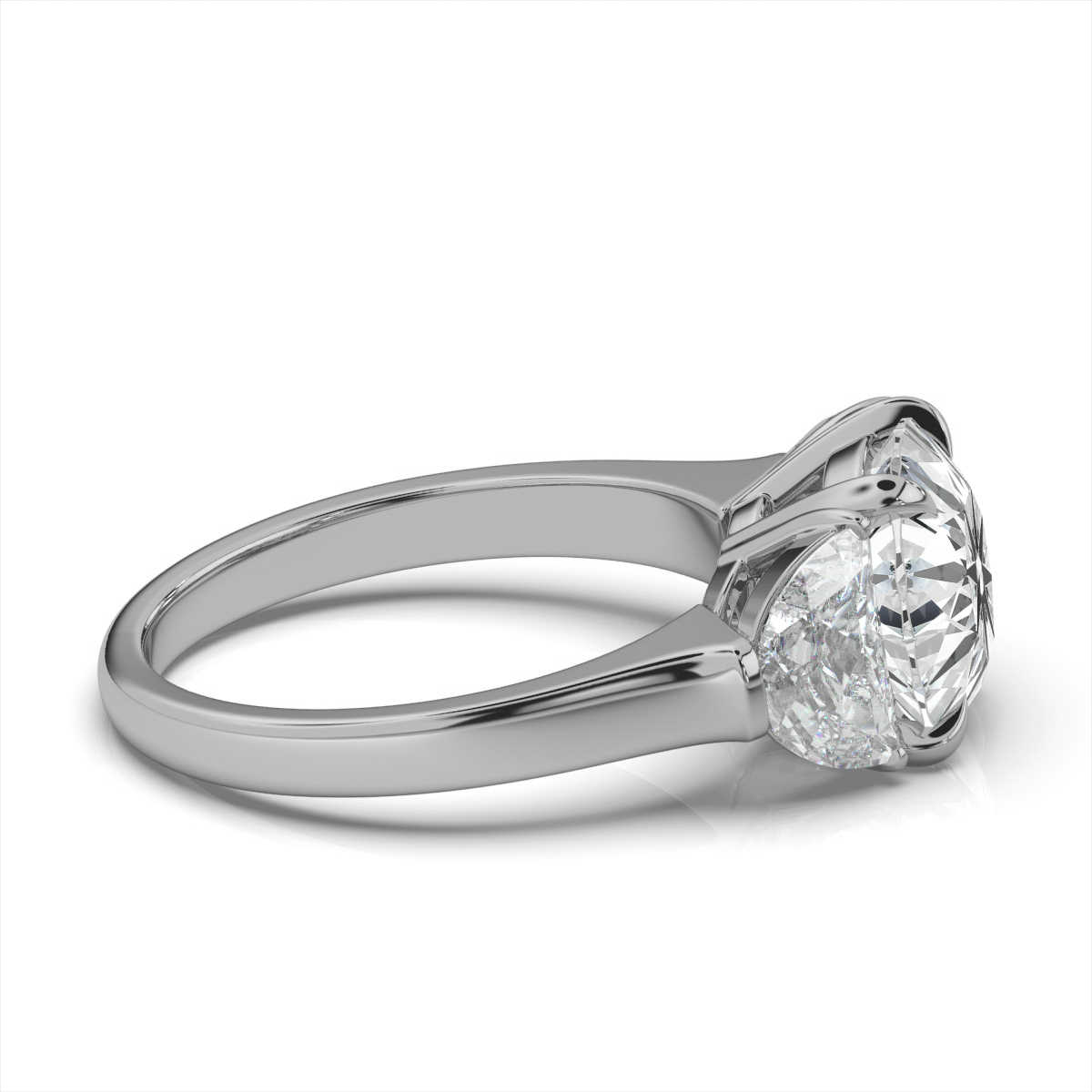14K White Gold Joyce Three Stone Half-Moon Lab Grown Diamond Ring (1 1/2 ct. tw)