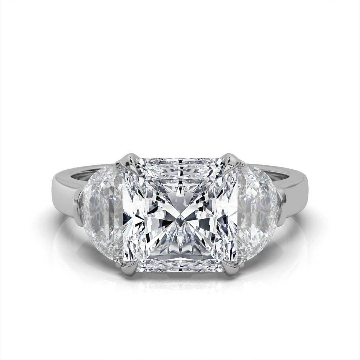 14K White Gold Joyce Three Stone Half-Moon Lab Grown Diamond Ring (1 1/2 ct. tw)