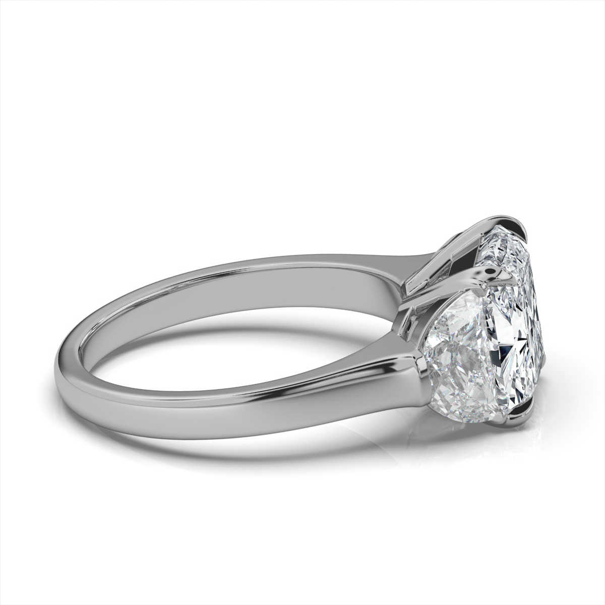 14K White Gold Joyce Three Stone Half-Moon Lab Grown Diamond Ring (1 1/2 ct. tw)