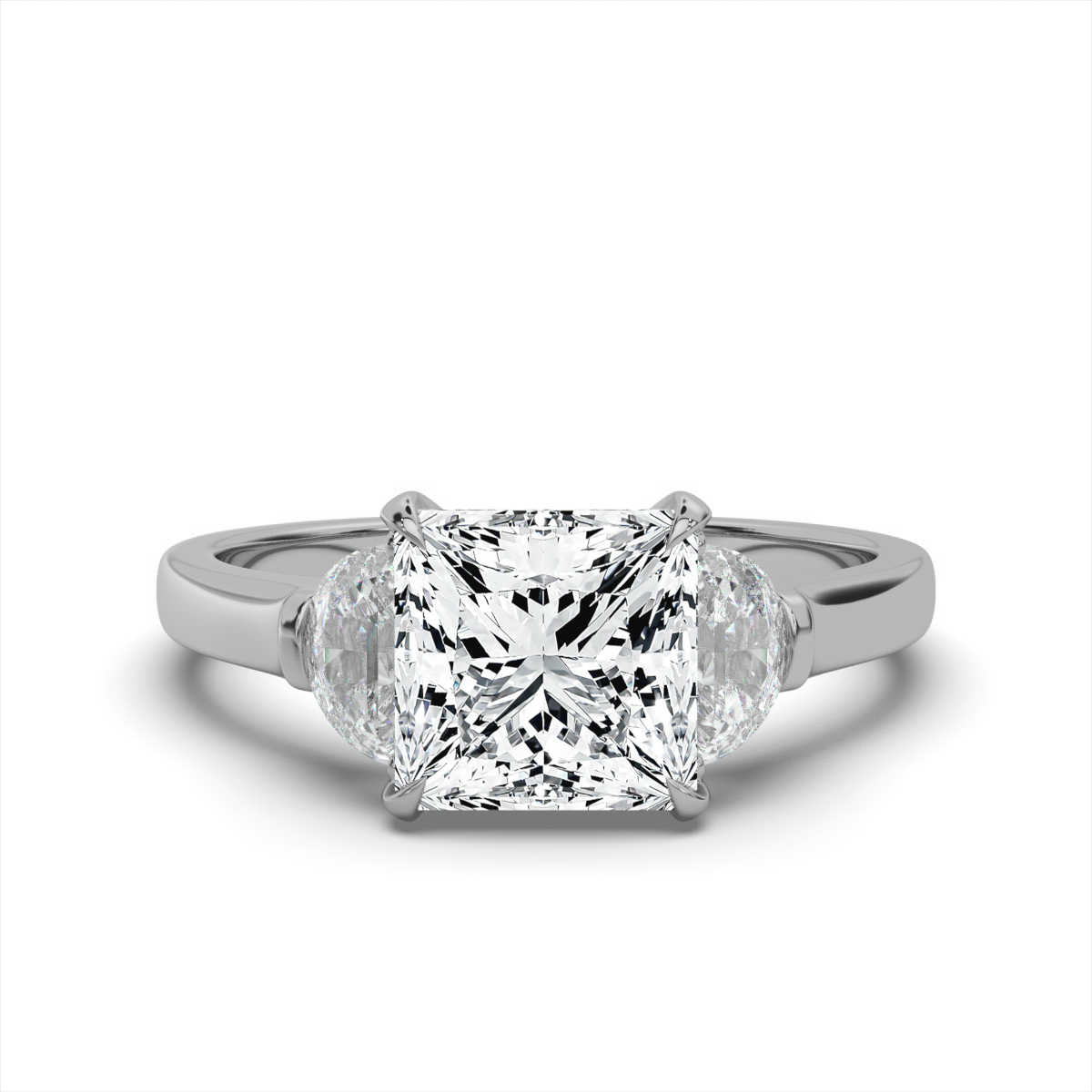 14K White Gold Lina Three Stone Half-Moon Lab Grown Diamond Ring (1/2 ct. tw)
