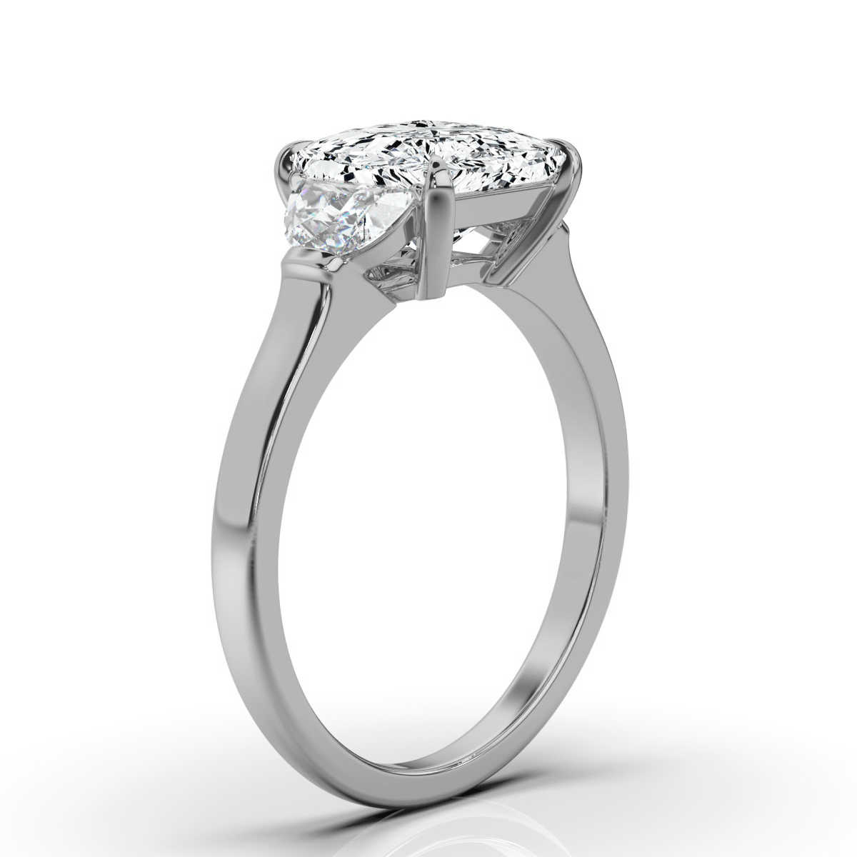 14K White Gold Lina Three Stone Half-Moon Lab Grown Diamond Ring (1/2 ct. tw)