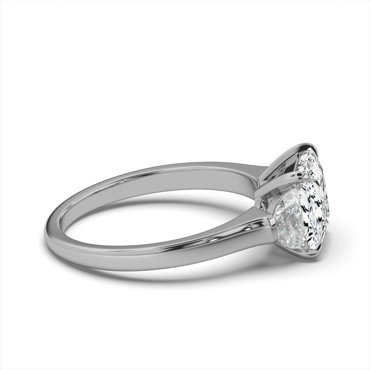 14K White Gold Lina Three Stone Half-Moon Lab Grown Diamond Ring (1/2 ct. tw)