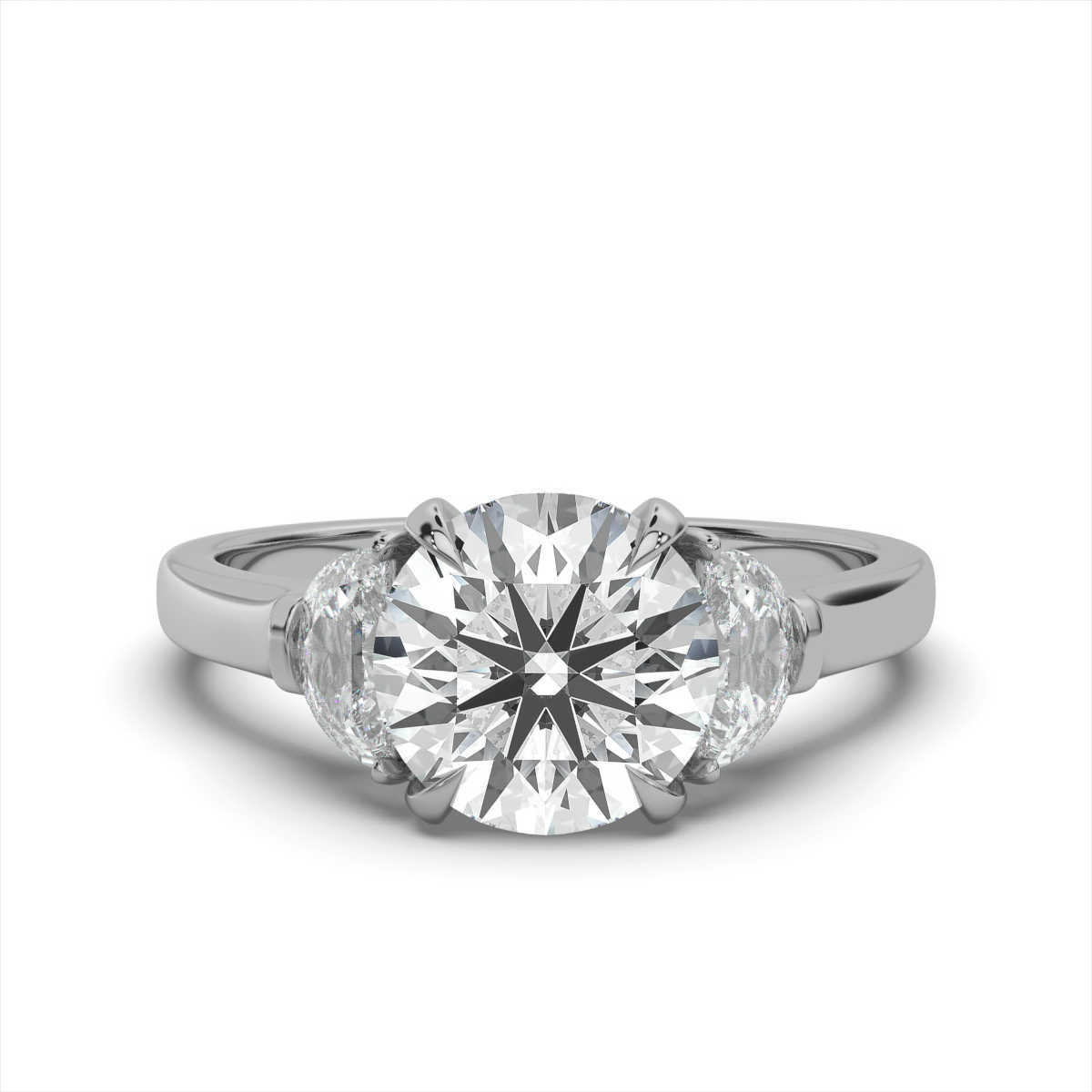 14K White Gold Lina Three Stone Half-Moon Lab Grown Diamond Ring (1/2 ct. tw)