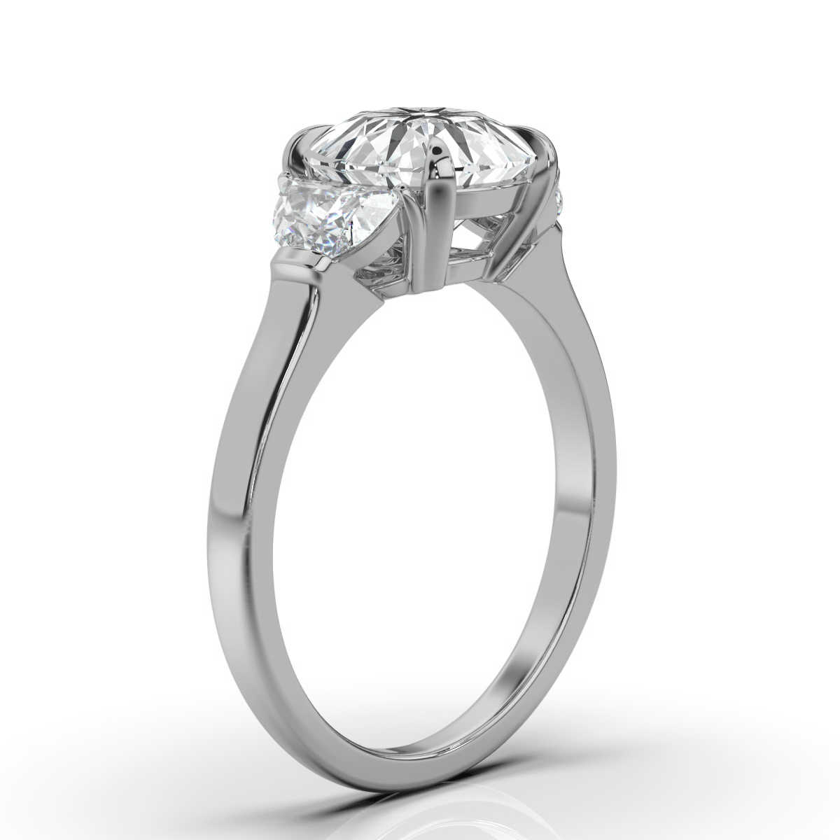 14K White Gold Lina Three Stone Half-Moon Lab Grown Diamond Ring (1/2 ct. tw)