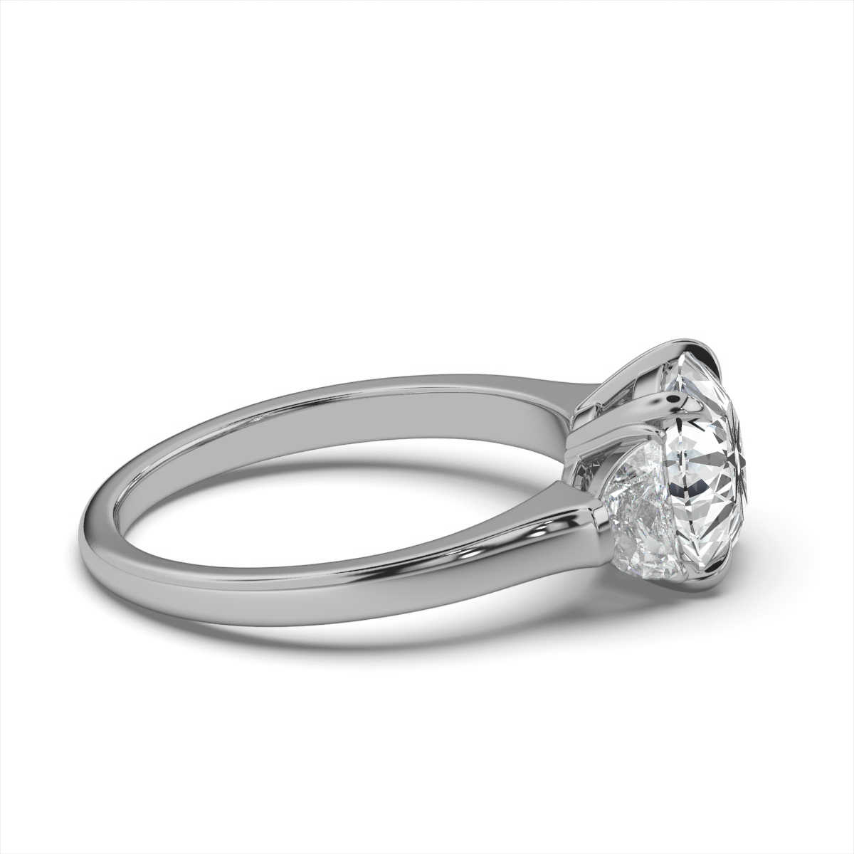 14K White Gold Lina Three Stone Half-Moon Lab Grown Diamond Ring (1/2 ct. tw)