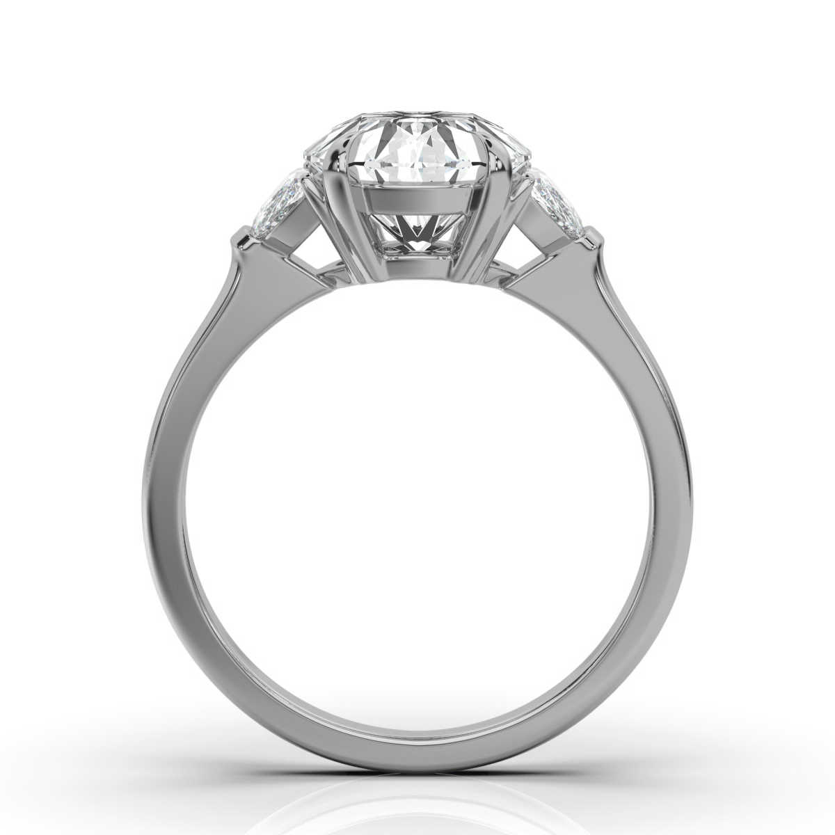 14K White Gold Lina Three Stone Half-Moon Lab Grown Diamond Ring (1/2 ct. tw)