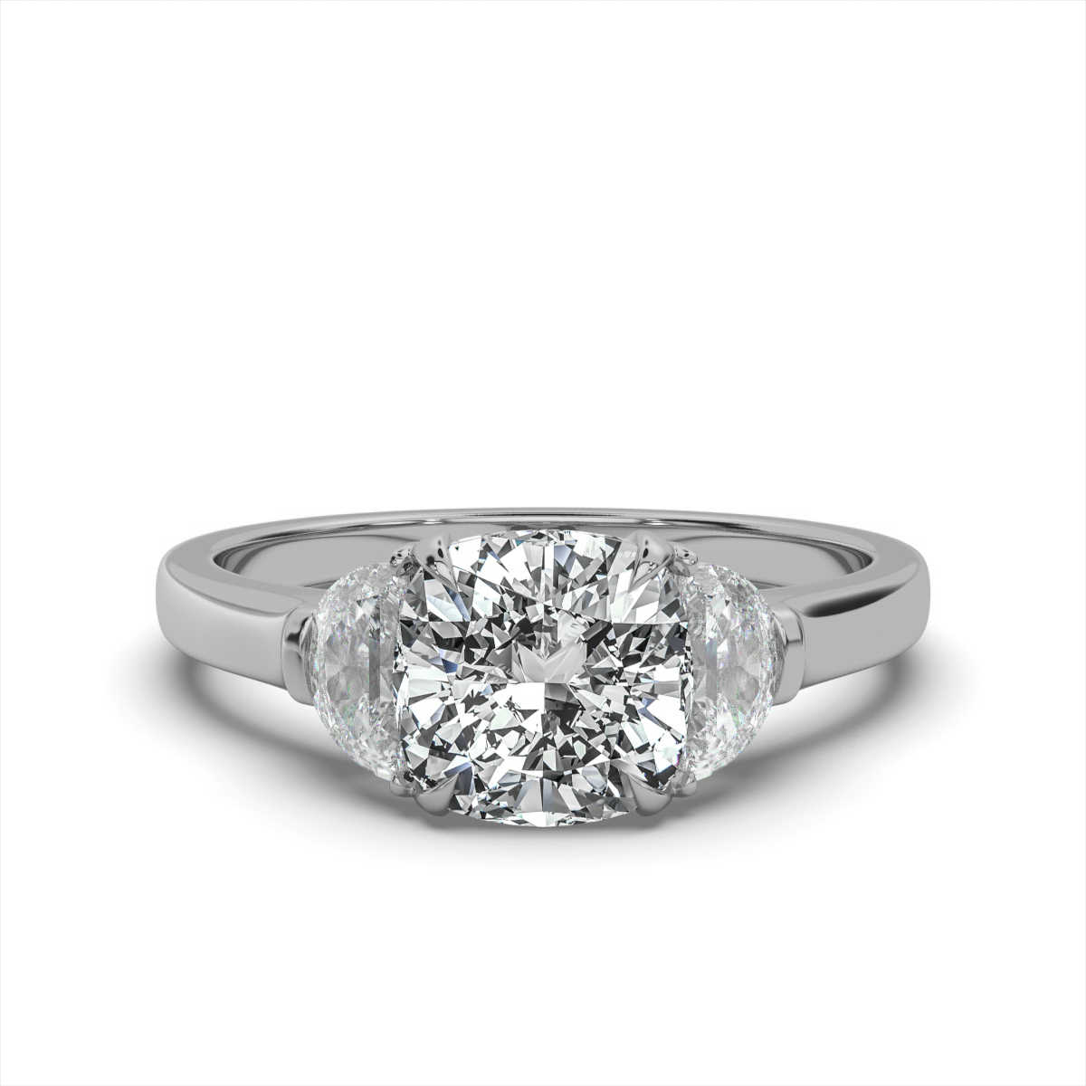 14K White Gold Lina Three Stone Half-Moon Lab Grown Diamond Ring (1/2 ct. tw)