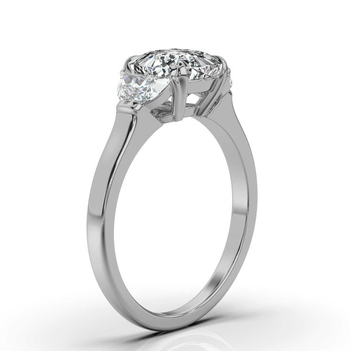14K White Gold Lina Three Stone Half-Moon Lab Grown Diamond Ring (1/2 ct. tw)