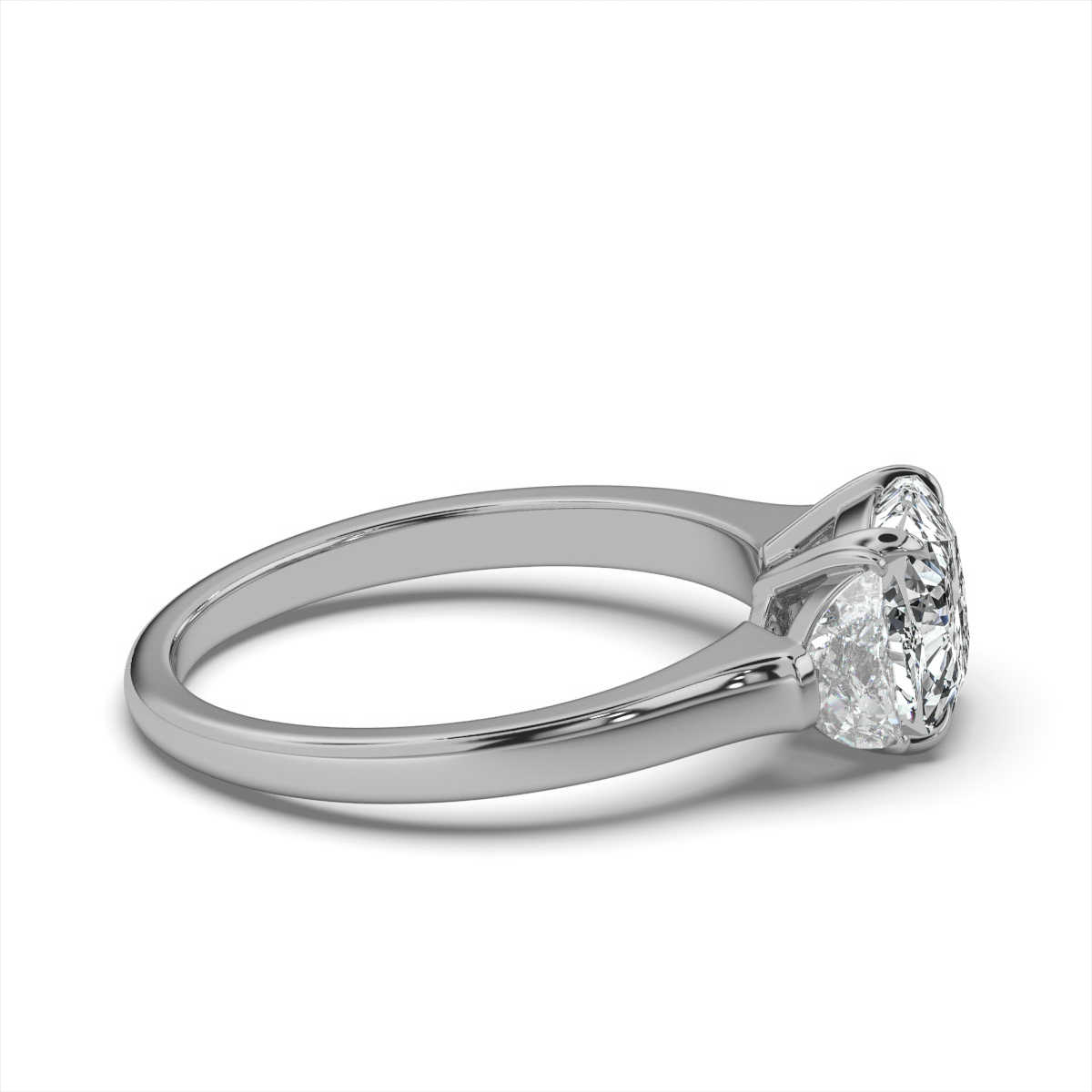 14K White Gold Lina Three Stone Half-Moon Lab Grown Diamond Ring (1/2 ct. tw)