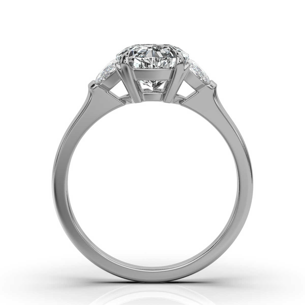 14K White Gold Lina Three Stone Half-Moon Lab Grown Diamond Ring (1/2 ct. tw)