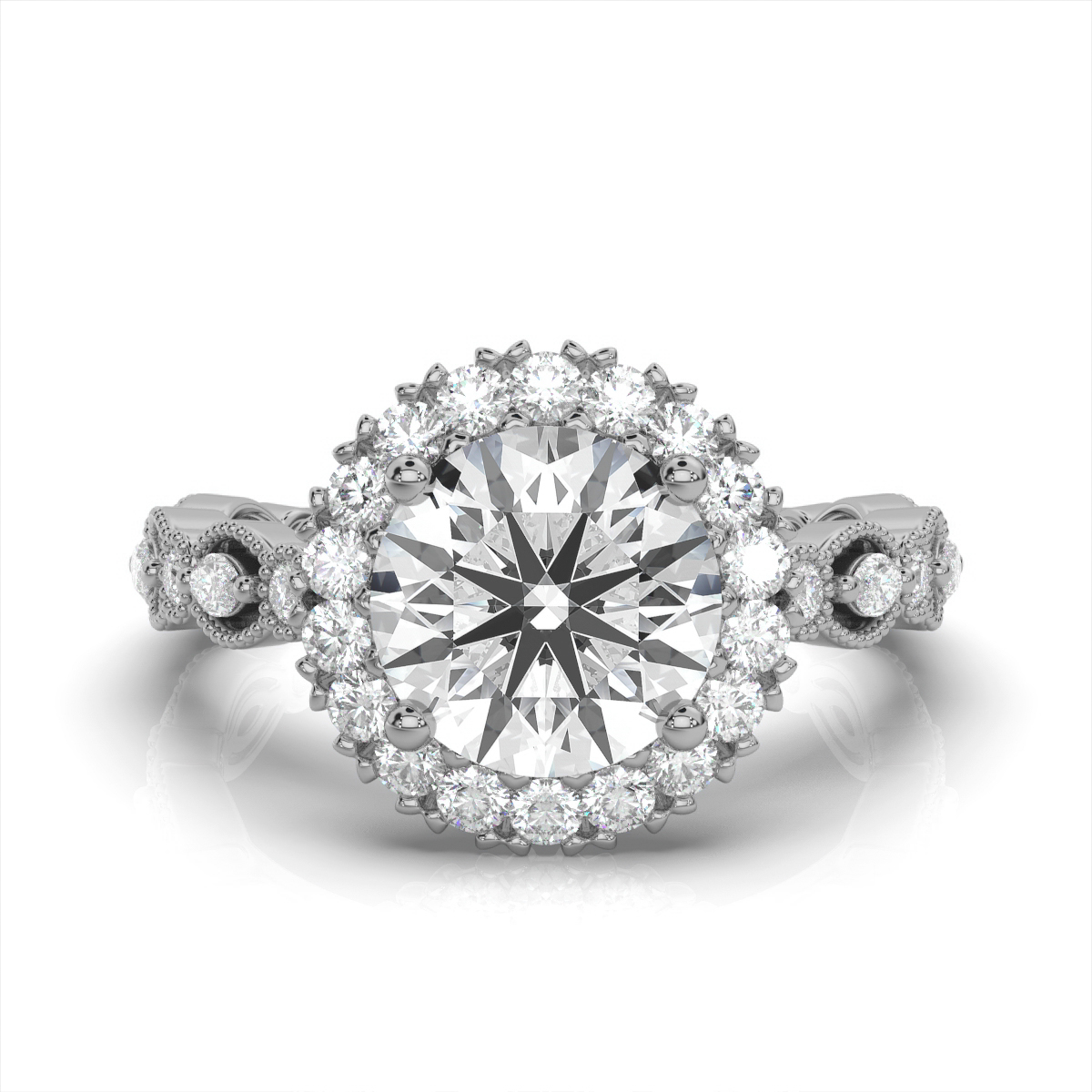 14K White Gold Kimberly Halo Lab Grown Diamond Ring (2/3 ct. tw)
