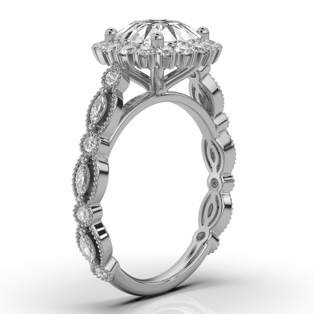 14K White Gold Kimberly Halo Lab Grown Diamond Ring (2/3 ct. tw)