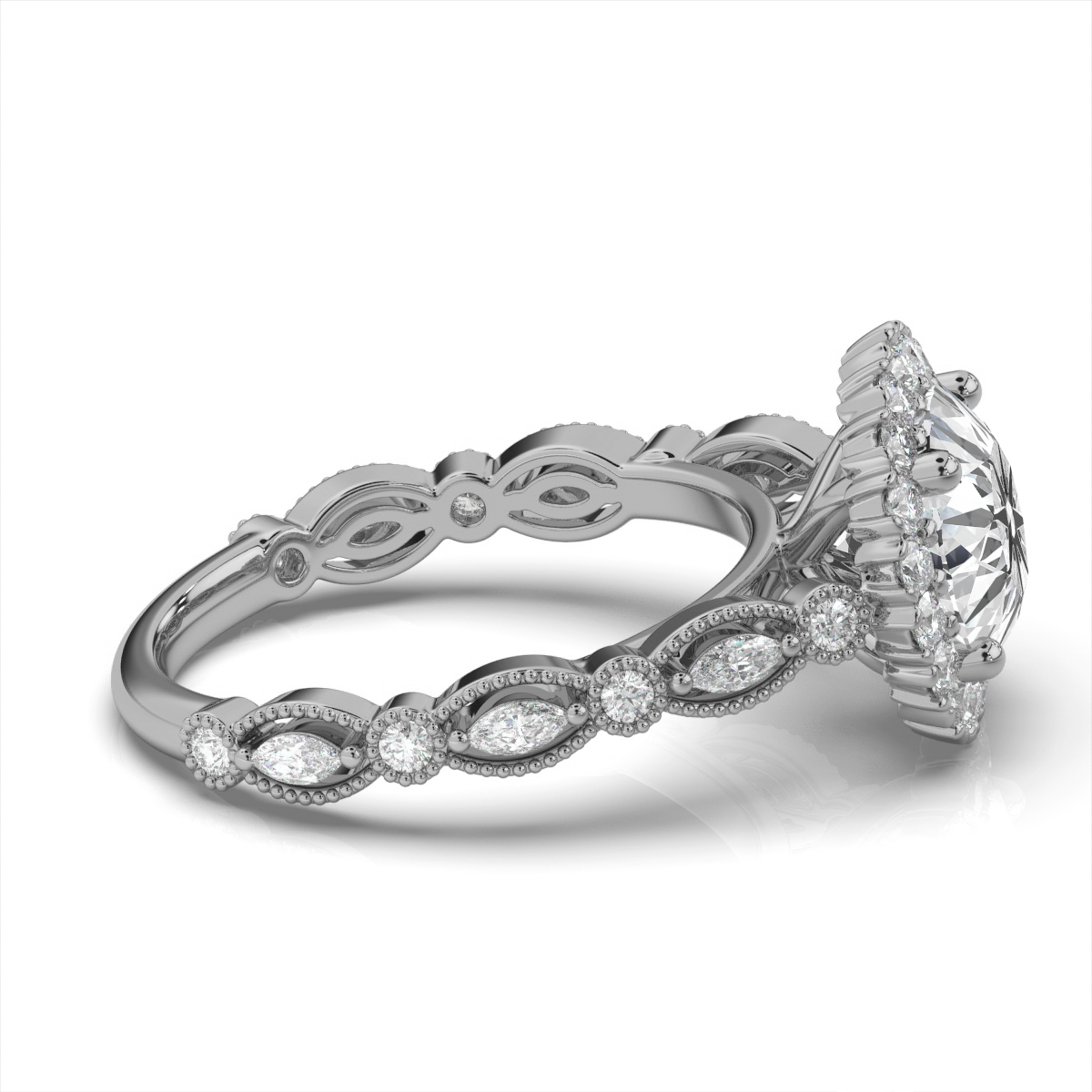 14K White Gold Kimberly Halo Lab Grown Diamond Ring (2/3 ct. tw)