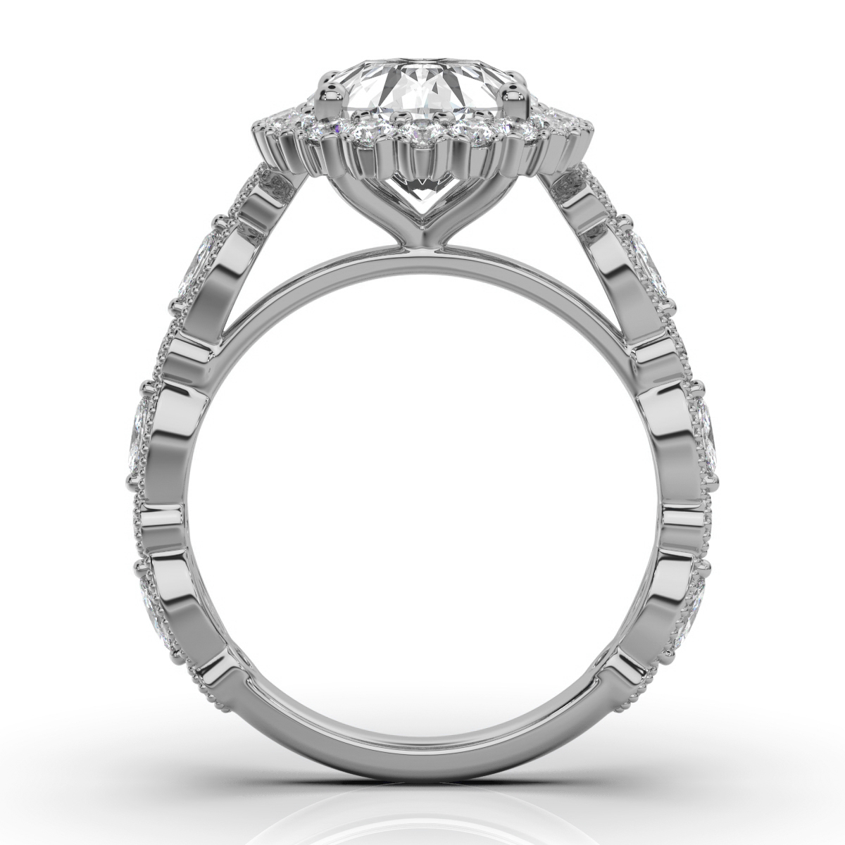 14K White Gold Kimberly Halo Lab Grown Diamond Ring (2/3 ct. tw)
