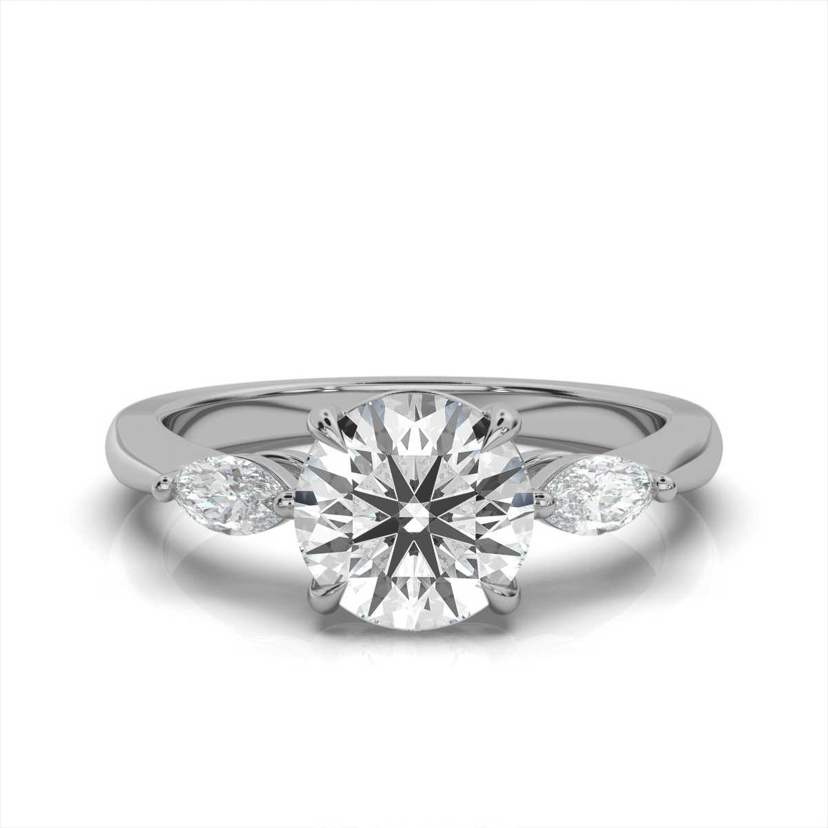 14K White Gold Leah Marquise Accents Lab Grown Diamond Ring (1/4 ct. tw)
