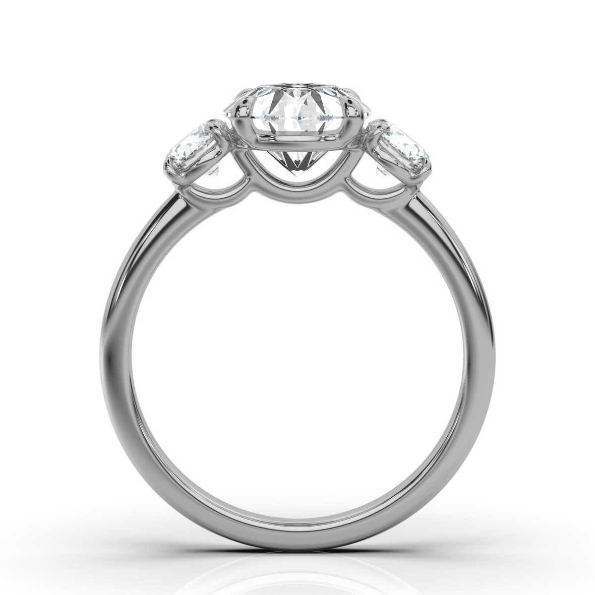 14K White Gold Linda Three Stone Round Lab Grown Diamond Ring (1/2 ct. tw)