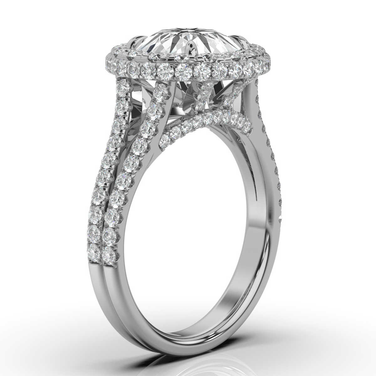 14K White Gold Lillian Split Shank Hidden Accents Halo Lab Grown Diamond Ring (4/5 ct. tw)