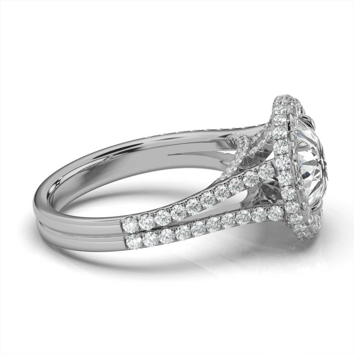 14K White Gold Lillian Split Shank Hidden Accents Halo Lab Grown Diamond Ring (4/5 ct. tw)