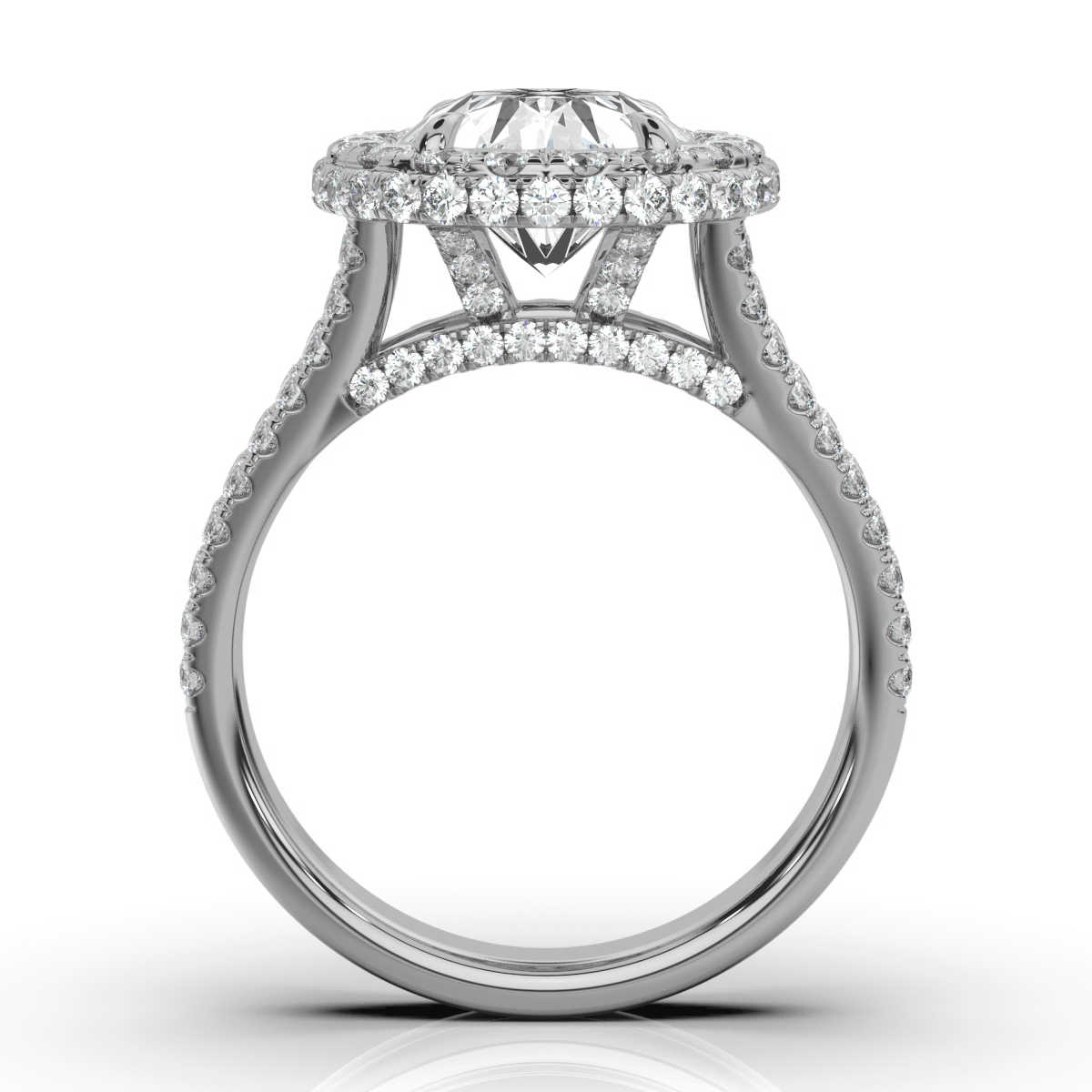 14K White Gold Lillian Split Shank Hidden Accents Halo Lab Grown Diamond Ring (4/5 ct. tw)