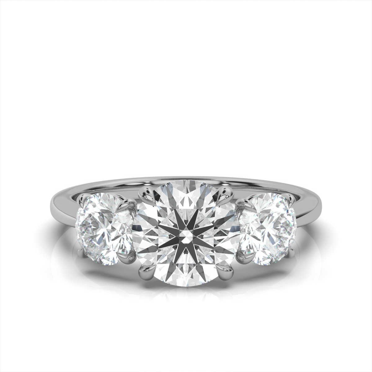 14K White Gold Chrystal Three Stone Elongated Radiant Lab Grown Diamond Ring (1.00 ct. tw)